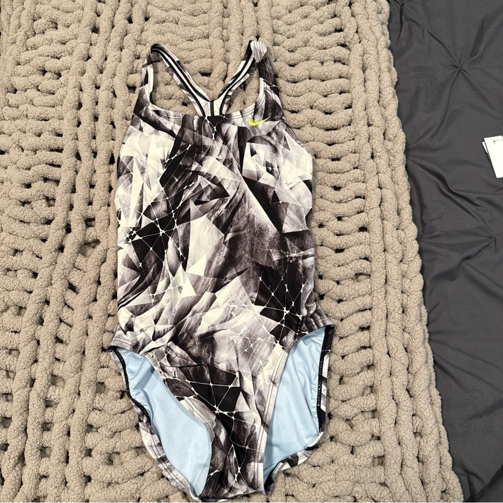 Nike Black and White One Piece Swimsuit with Artistic Design